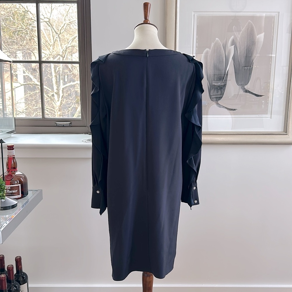 Valentina Kova Blue-Black Silk Shift Dress L - Picture 3 of 16